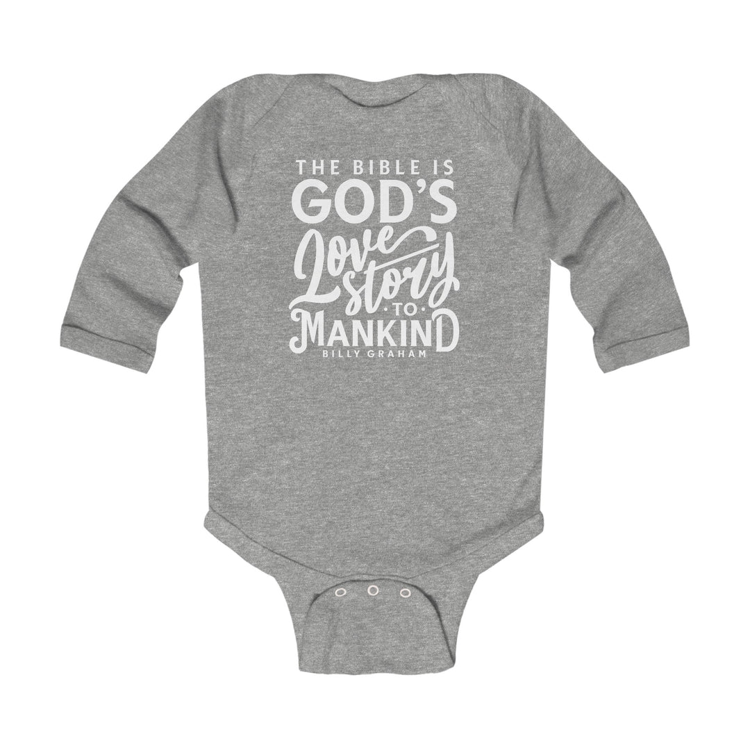 God's Love Story Infant Long Sleeve Bodysuit Kids clothes Heather NB (0-3M) 