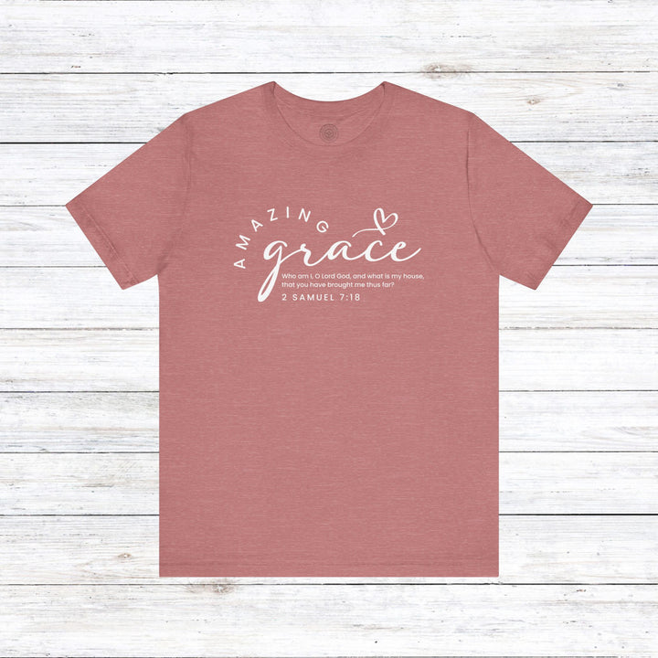 Amazing Grace Heart Unisex T-Shirt T-Shirt Heather Mauve S 