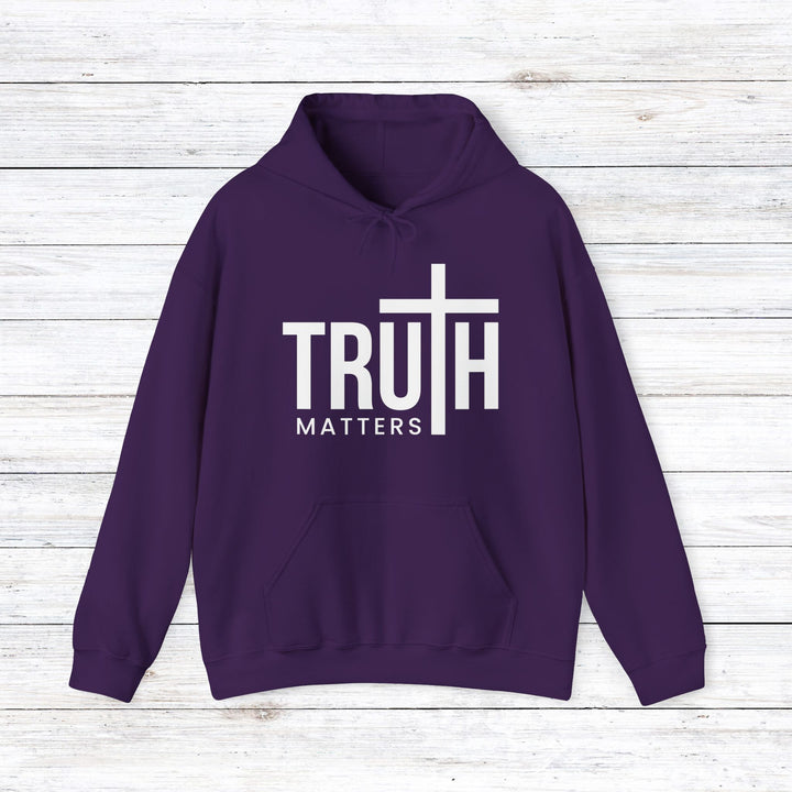 Truth Matters (White Script) Hoodie Hoodie Purple S 