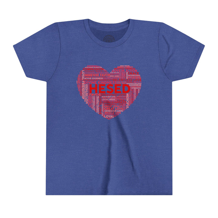 Hesed Heart Cloud Youth T-shirt Kids clothes Heather True Royal S 