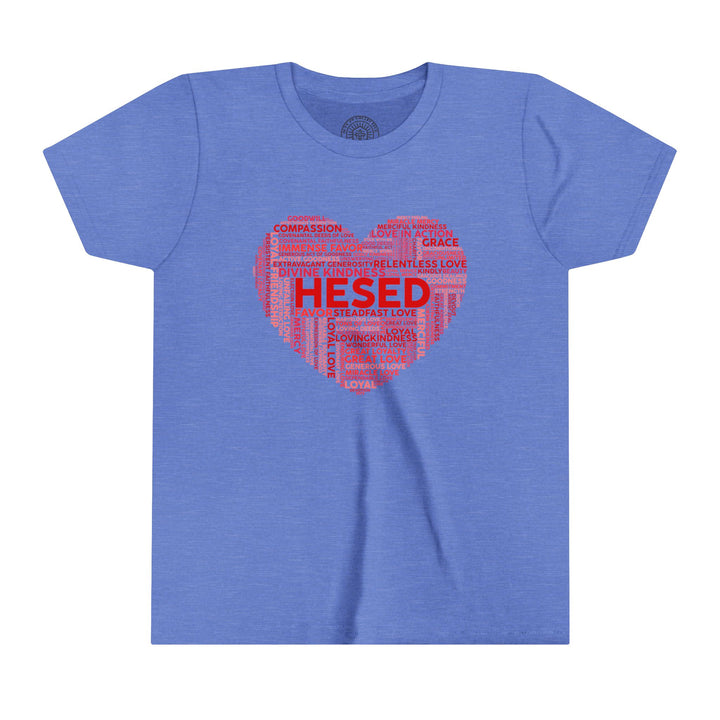 Hesed Heart Cloud Youth T-shirt Kids clothes Heather Columbia Blue S 