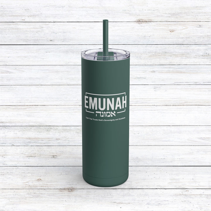 Christian Tumbler Emunah Faith That Trusts Mug Deep Teal 20oz Matte