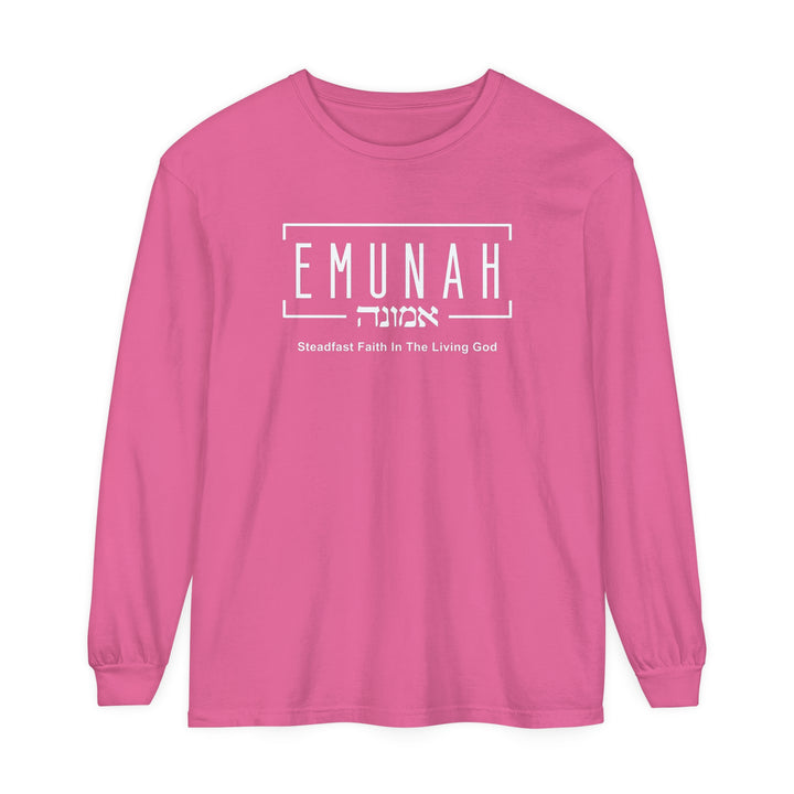 Emunah Steadfast Faith Long Sleeve Shirt Long-sleeve Crunchberry S 