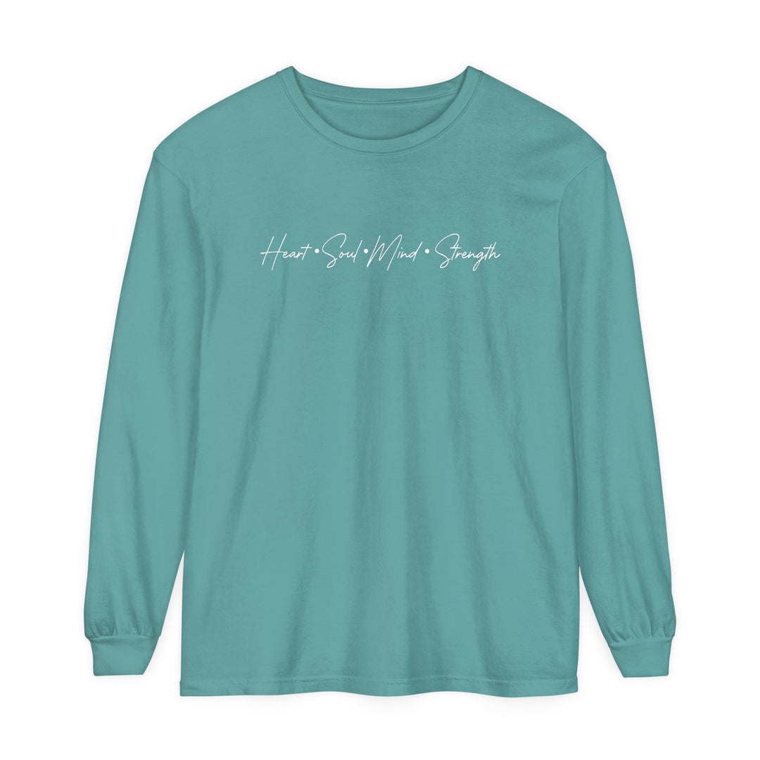 Heart Soul Mind Strength Script Long Sleeve Shirt Long-sleeve Seafoam S 