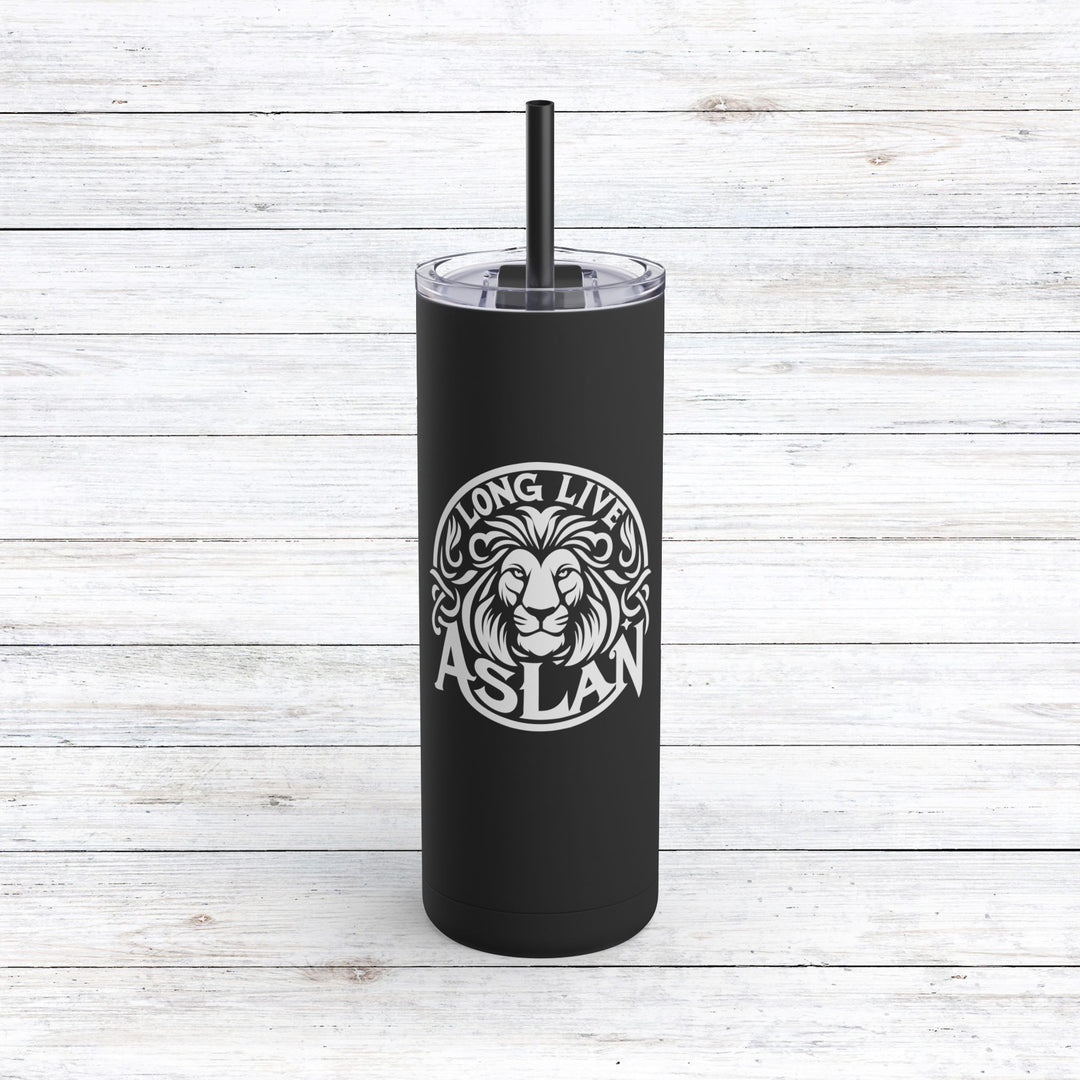 Christian Tumbler Long Live Aslan Mug Black 20oz Matte