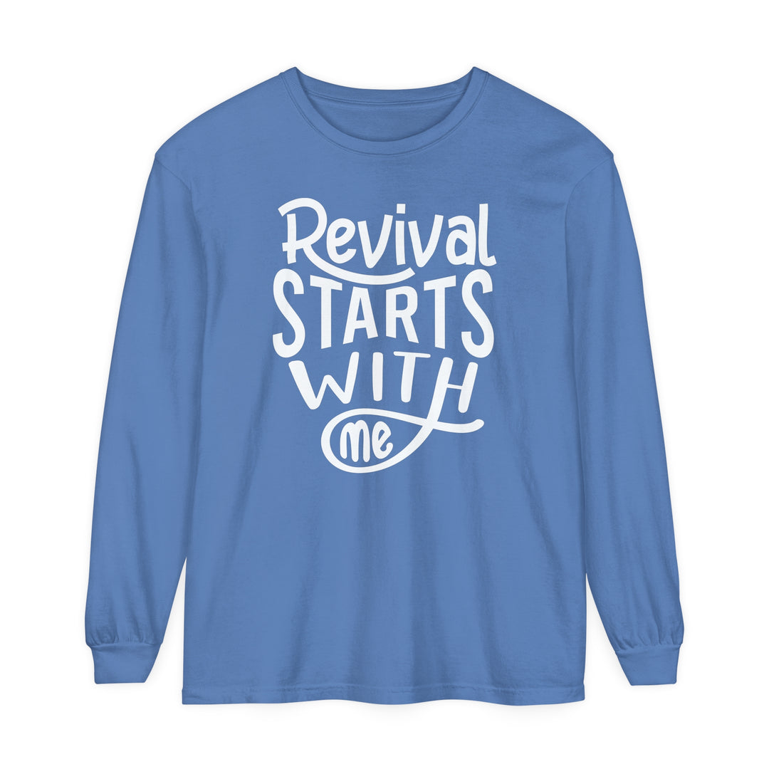 Revival Starts With Me Long Sleeve Shirt Long-sleeve Flo Blue S 