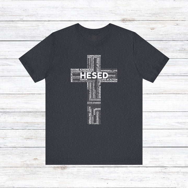 Hesed Cross Cloud Unisex T-Shirt T-Shirt Heather Navy S 