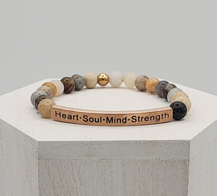 Heart·Soul·Mind·Strength Earth Stone Scripture Bracelet Scripture Bracelets   