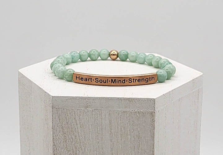 Heart·Soul·Mind·Strength Earth Stone Scripture Bracelet Scripture Bracelets   