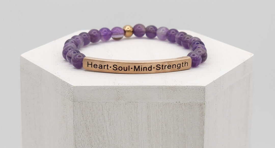 Heart·Soul·Mind·Strength Earth Stone Scripture Bracelet Scripture Bracelets   