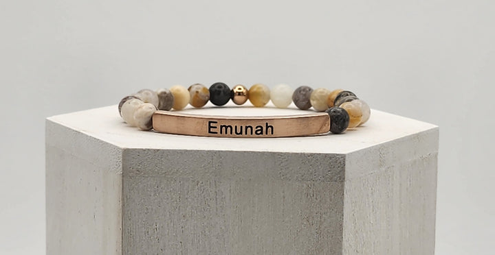 Emunah Faith Earth Stone Scripture Bracelet Scripture Bracelets   