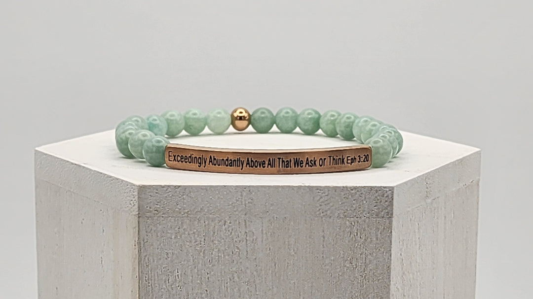 Exceedingly Abundantly Earth Stone Scripture Bracelet Scripture Bracelets   