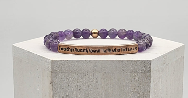 Exceedingly Abundantly Earth Stone Scripture Bracelet Scripture Bracelets   