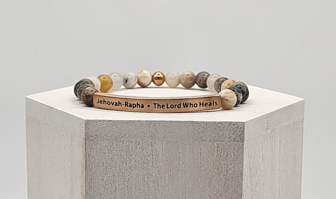 The Lord Who Heals Jehovah-Rapha Earth Stone Scripture Bracelet Scripture Bracelets   