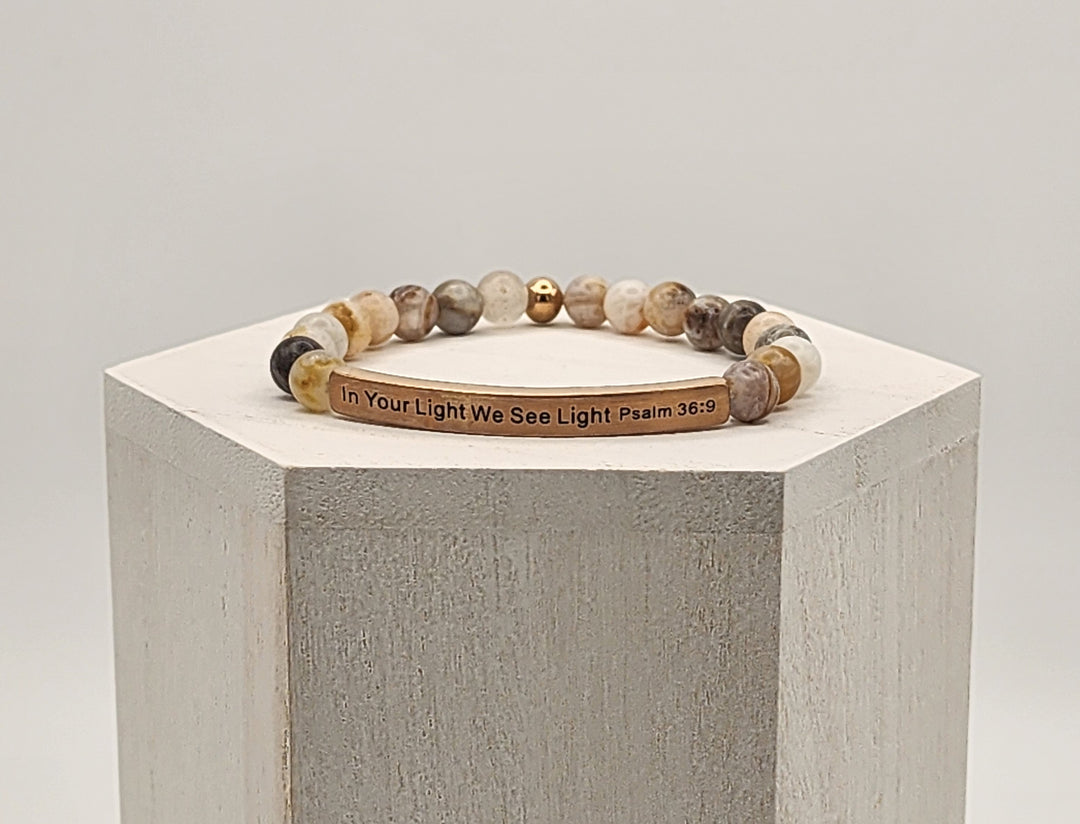 In Your Light Earth Stone Scripture Bracelet Scripture Bracelets   