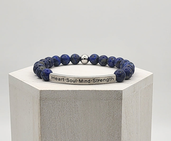 Heart·Soul·Mind·Strength Men's Earth Stone Scripture Bracelet Men's Bracelets   