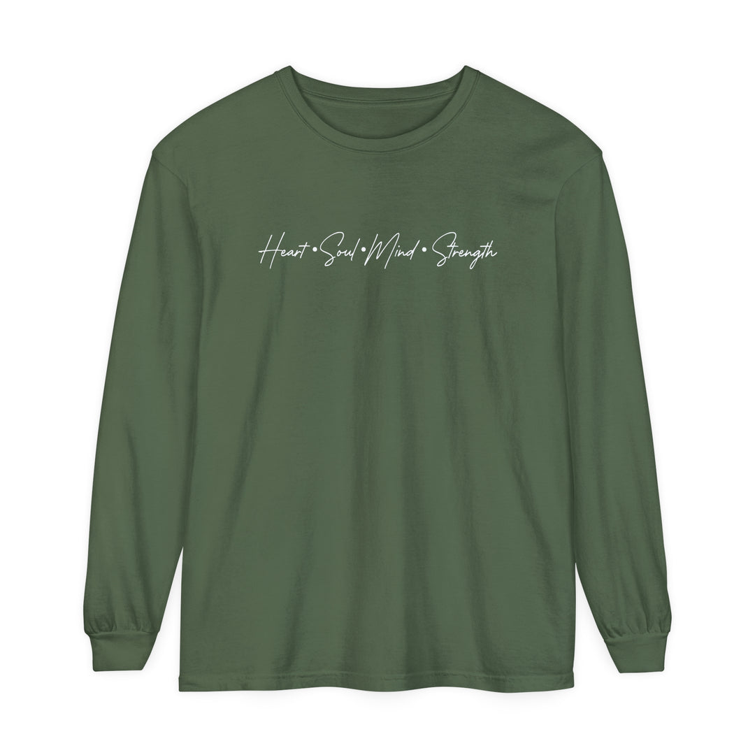 Heart Soul Mind Strength Script Long Sleeve Shirt Long-sleeve Hemp S 