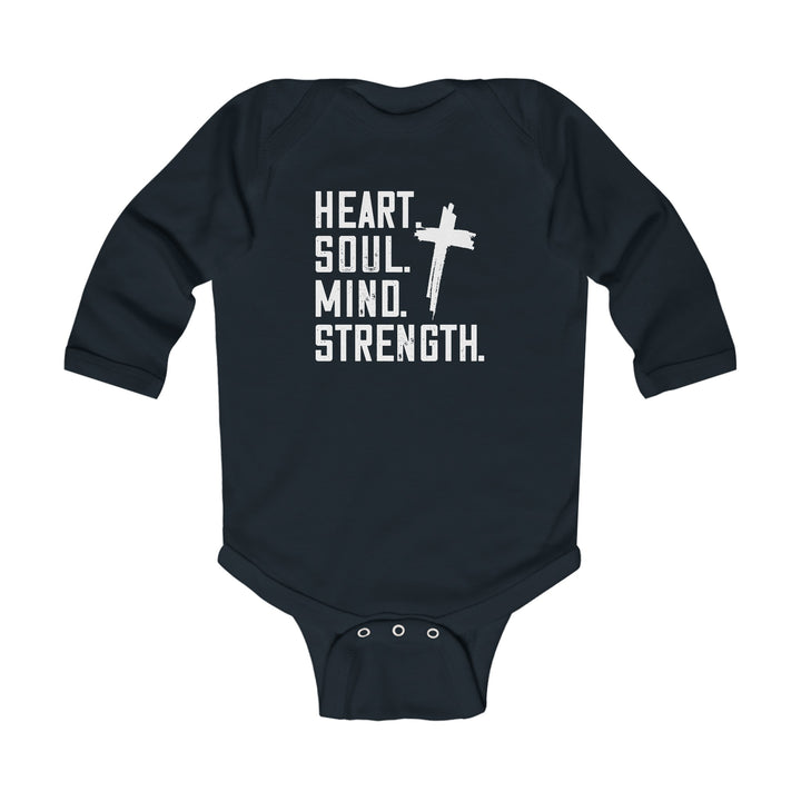 Heart Soul Mind Strength Infant Long Sleeve Bodysuit Kids clothes Black NB (0-3M) 