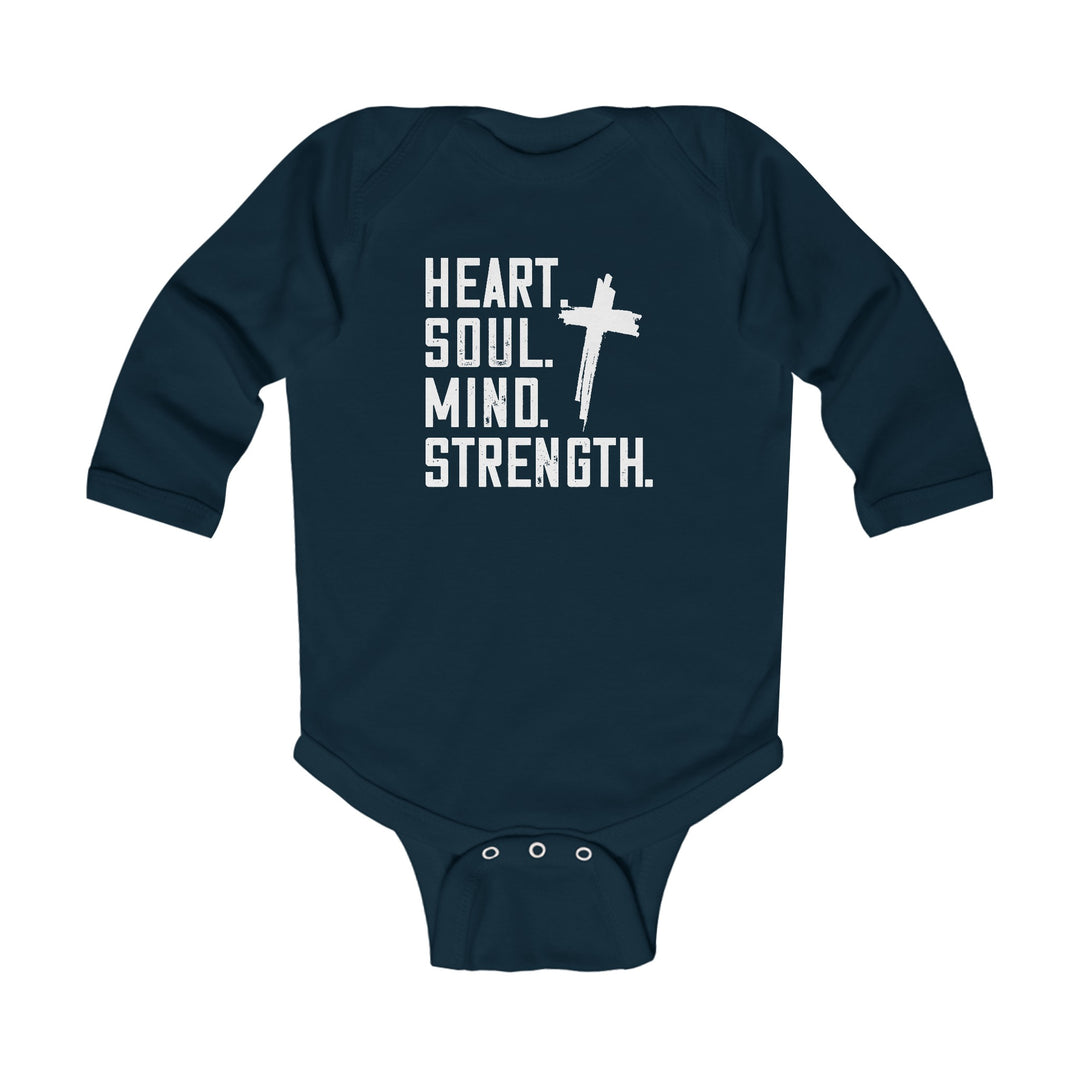 Heart Soul Mind Strength Infant Long Sleeve Bodysuit Kids clothes Navy NB (0-3M) 