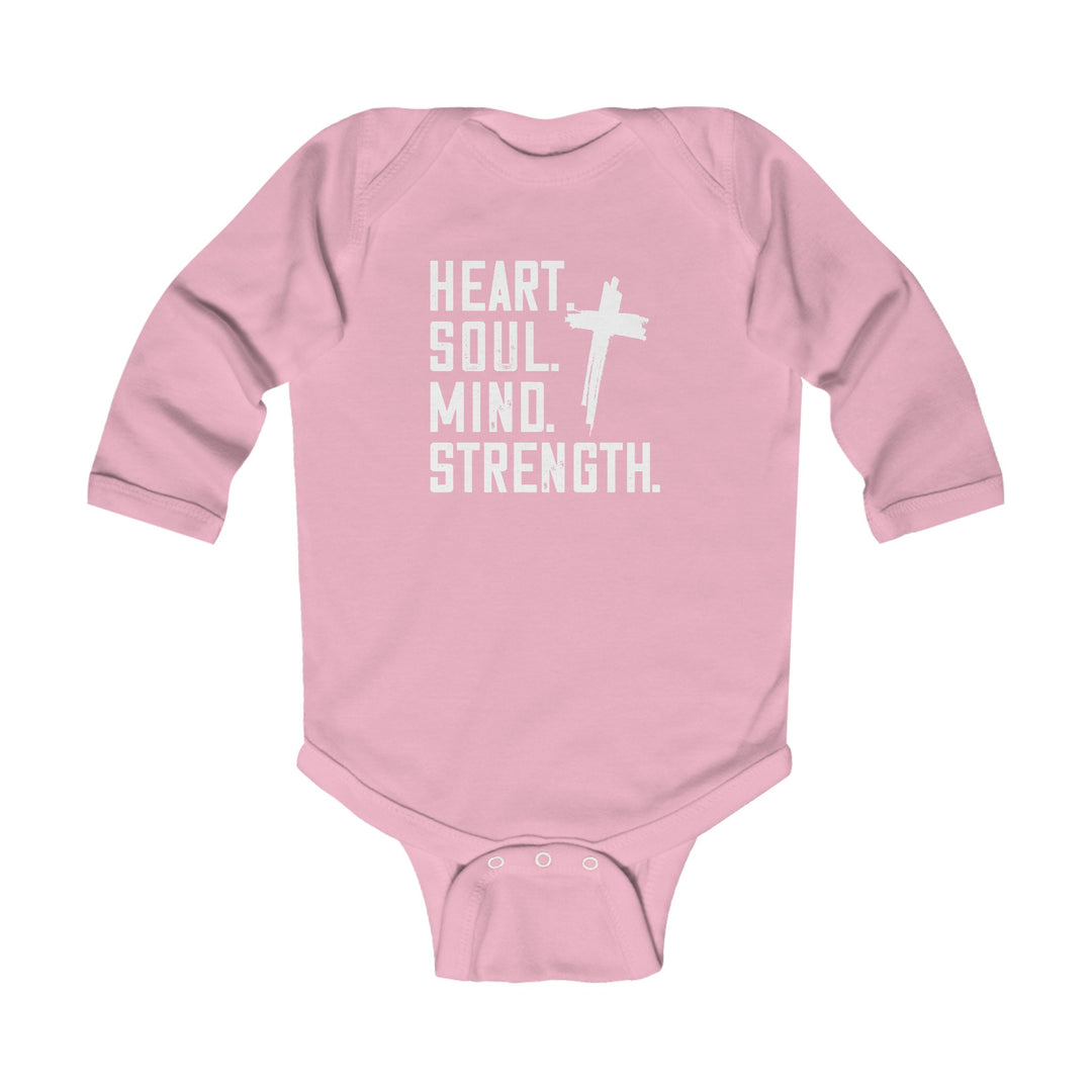 Heart Soul Mind Strength Infant Long Sleeve Bodysuit Kids clothes Pink NB (0-3M) 