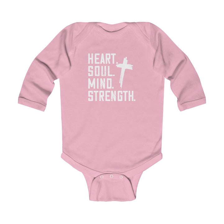 Heart Soul Mind Strength Infant Long Sleeve Bodysuit Kids clothes Pink NB (0-3M) 