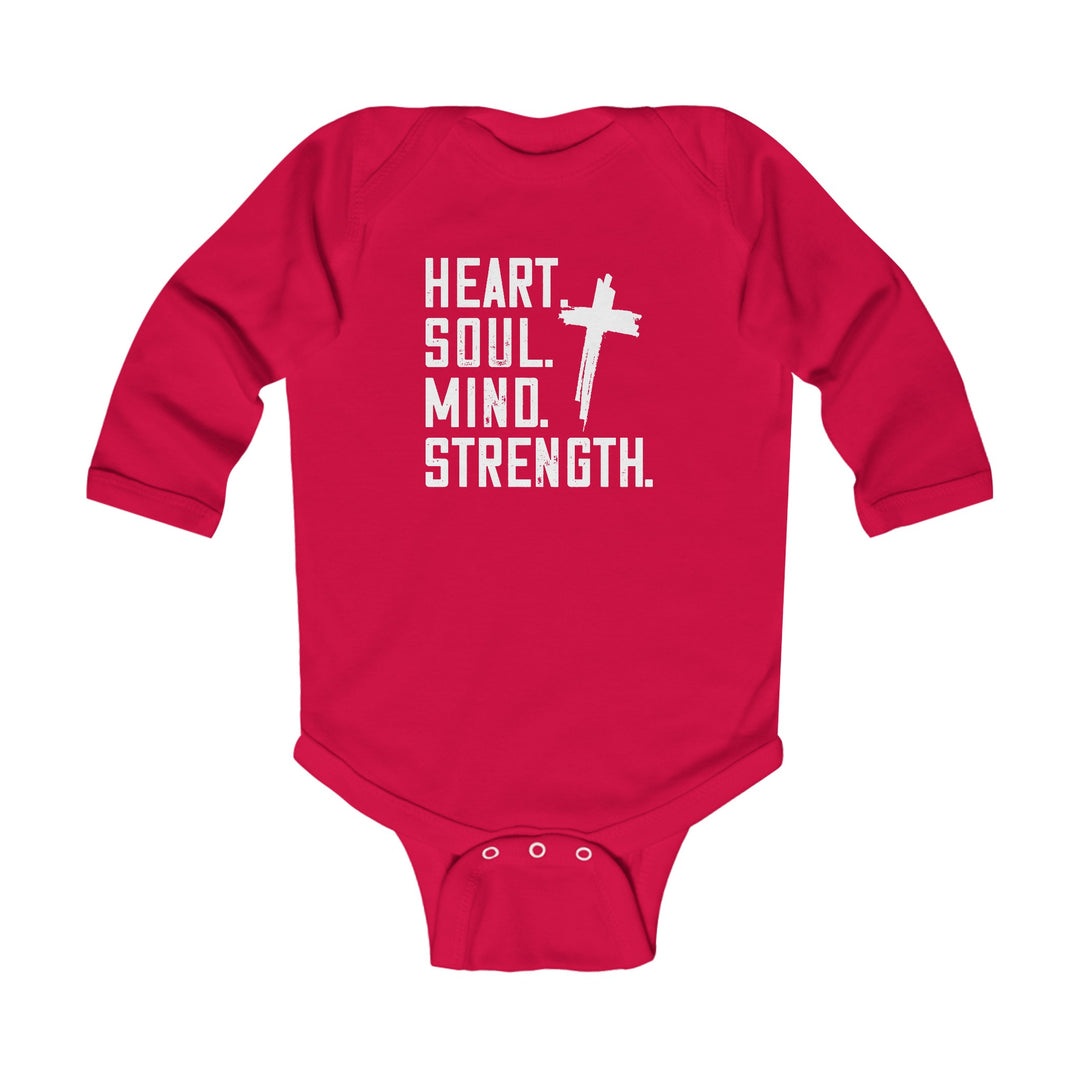 Heart Soul Mind Strength Infant Long Sleeve Bodysuit Kids clothes Red NB (0-3M) 