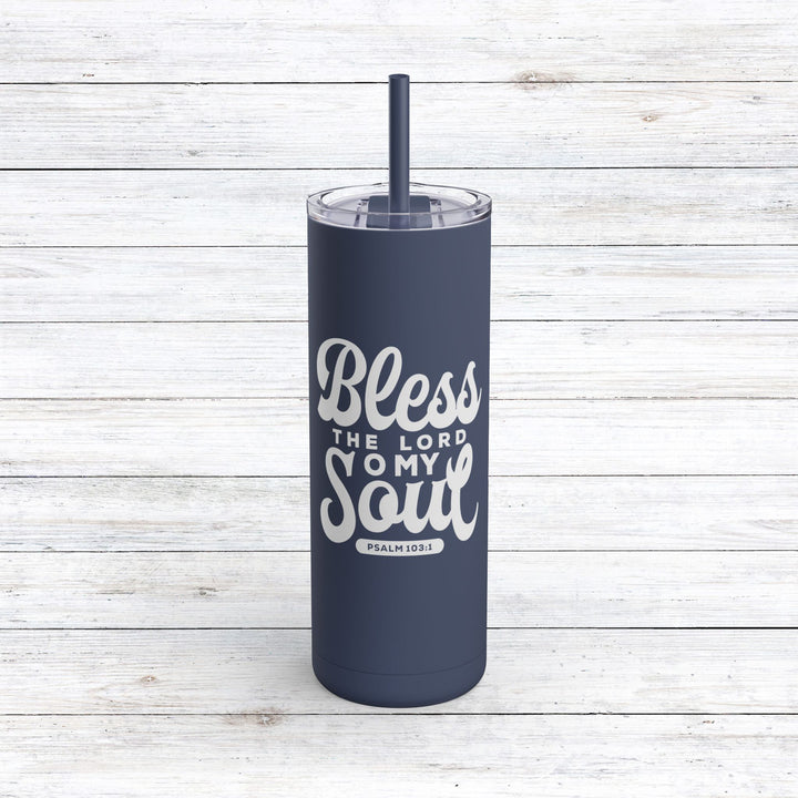 Christian Tumbler Bless The Lord Mug Indigo 20oz Matte