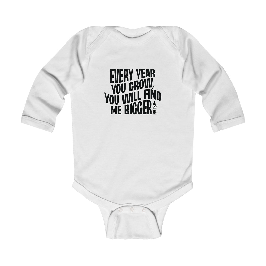 Every Year You Grow (Black Script) Infant Long Sleeve Bodysuit Kids clothes White NB (0-3M) 