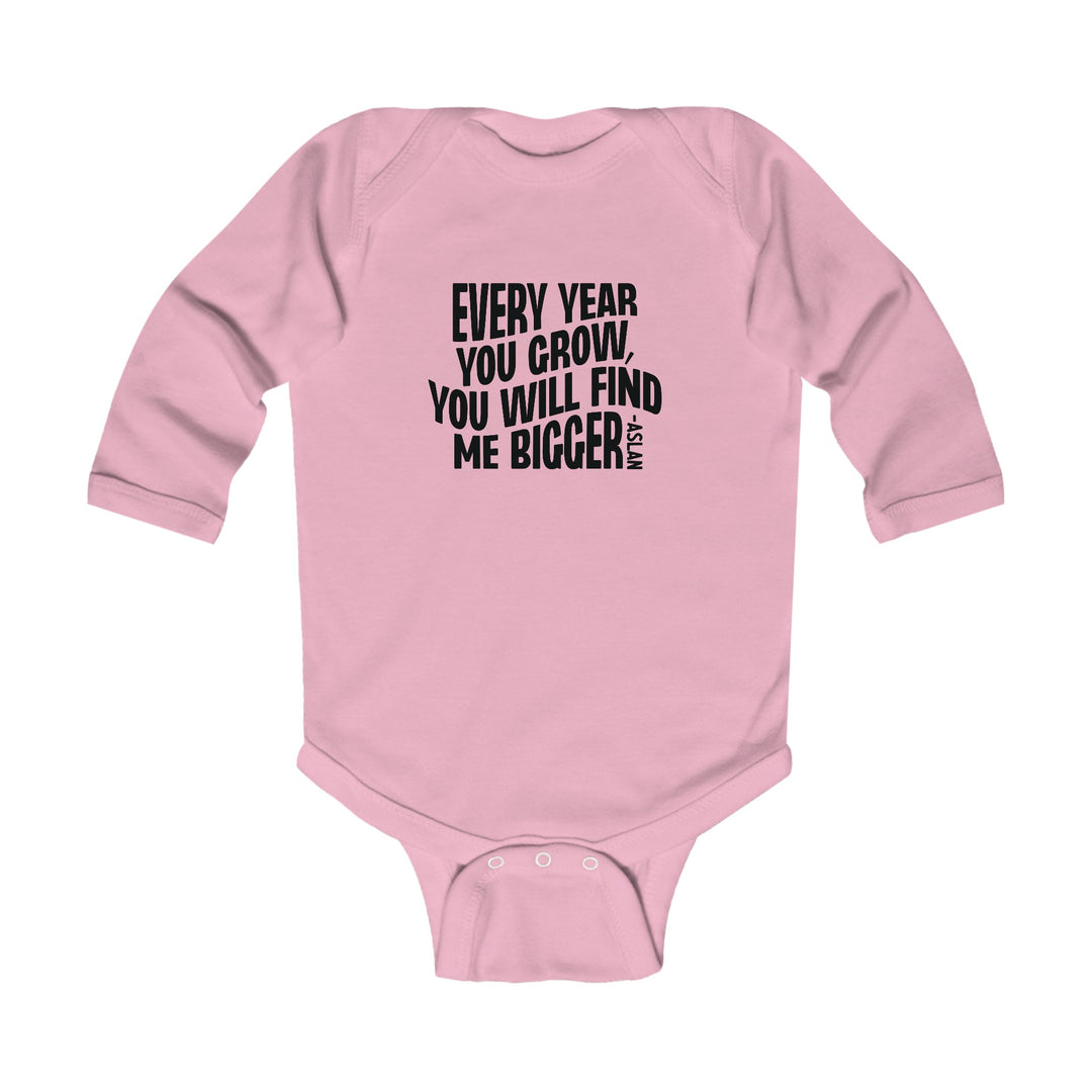 Every Year You Grow (Black Script) Infant Long Sleeve Bodysuit Kids clothes Pink NB (0-3M) 