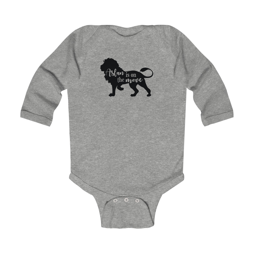 Aslan Is On The Move Infant Long Sleeve Bodysuit Kids clothes Heather NB (0-3M) 