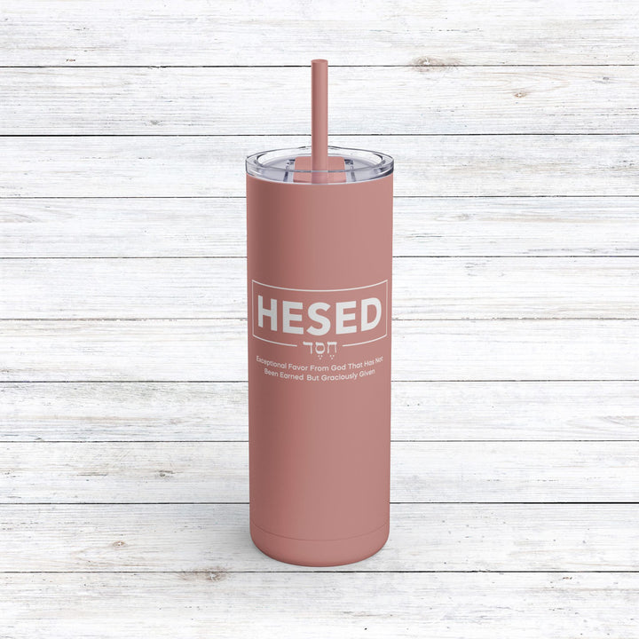 Christian Tumbler Hesed Exceptional Favor Mug Dusty Rose 20oz Matte