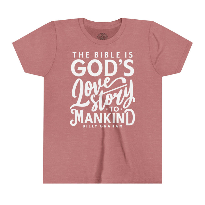 God's Love Story Youth T-shirt Kids clothes Heather Mauve S 