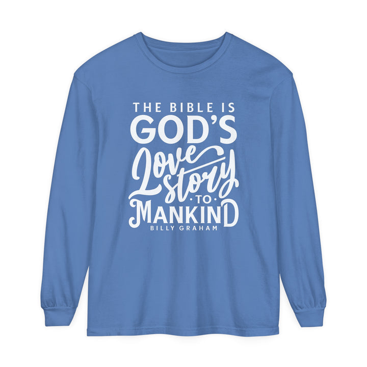 God's Love Story Long Sleeve Shirt Long-sleeve Flo Blue S 