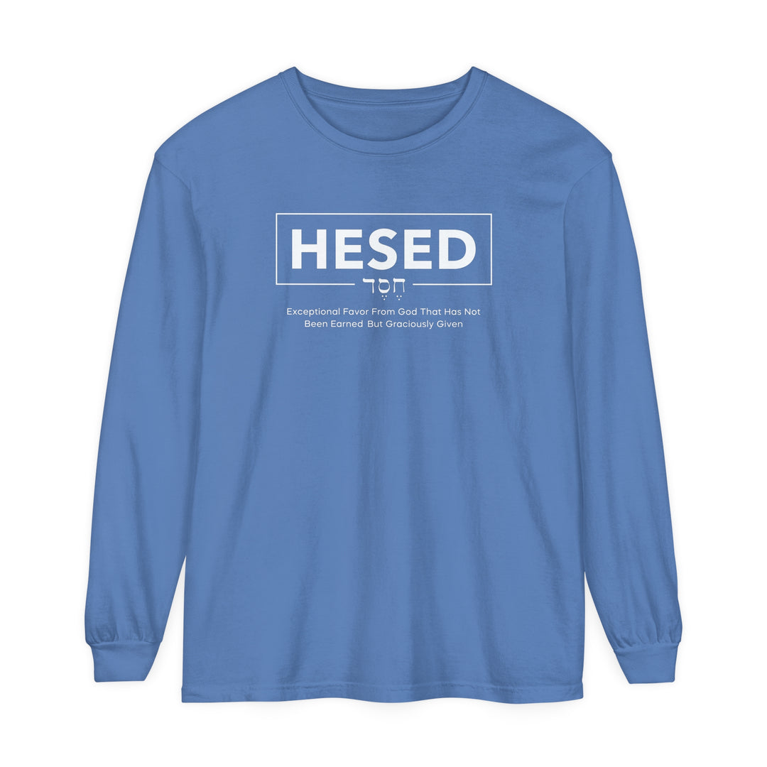 Hesed Exceptional Favor Long Sleeve Shirt Long-sleeve Flo Blue S 