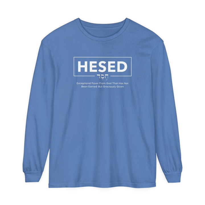 Hesed Exceptional Favor Long Sleeve Shirt Long-sleeve Flo Blue S 