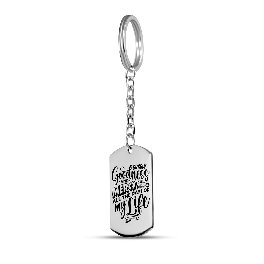 Christian Keychain Goodness and Mercy Tag Tag Keychains