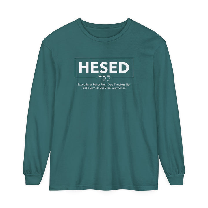 Hesed Exceptional Favor Long Sleeve Shirt Long-sleeve Blue Spruce S 