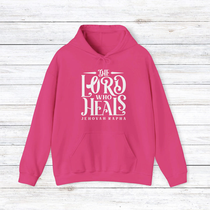 The Lord Who Heals (White Script) Hoodie Hoodie Heliconia S 