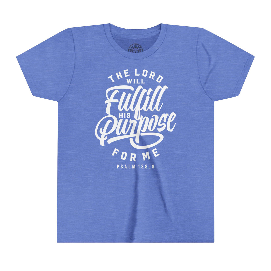 His Purpose Youth T-shirt Kids clothes Heather Columbia Blue S 