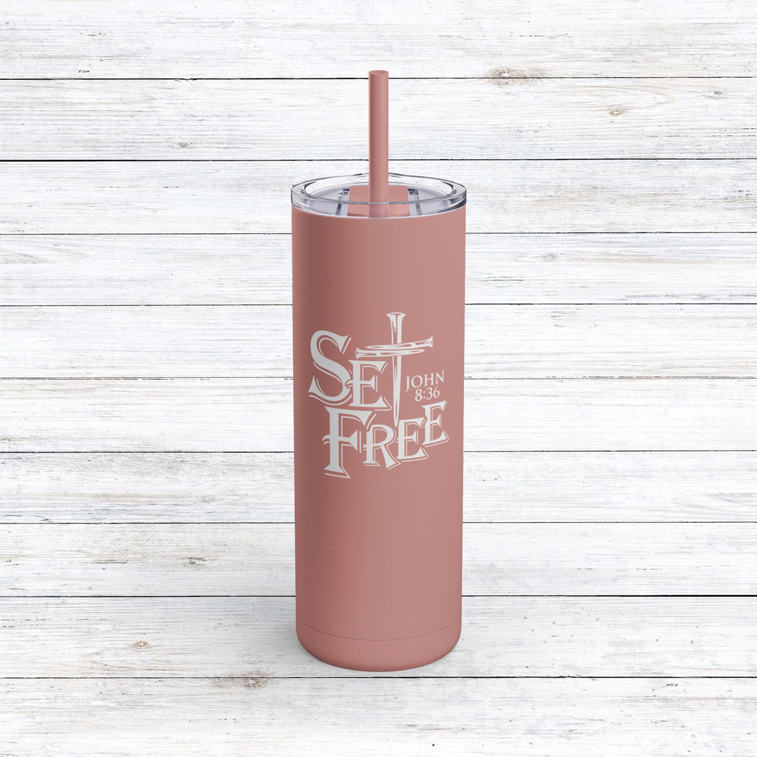 Christian Tumbler Set Free Mug Dusty Rose 20oz Matte