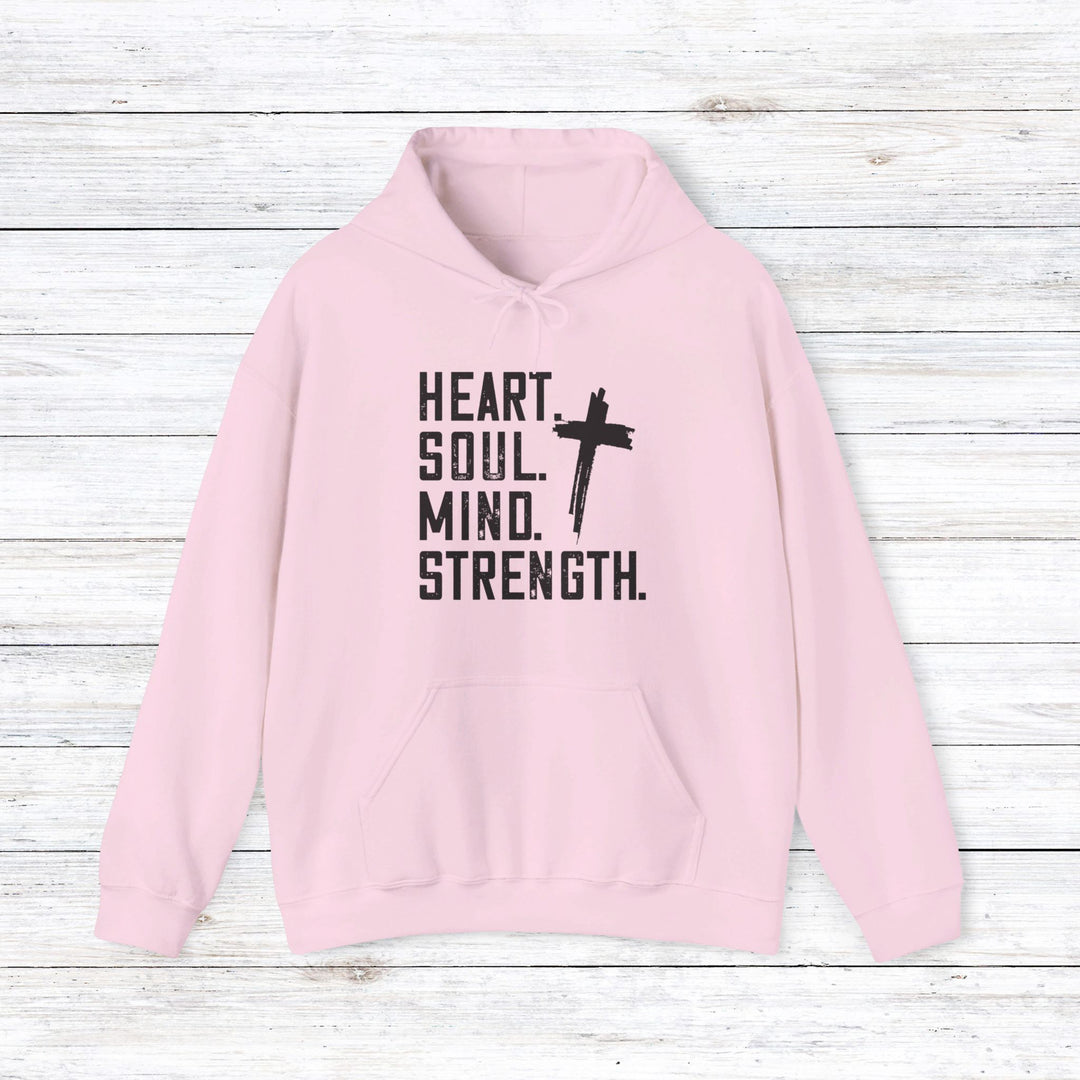 Heart Soul Mind Strength Cross Hoodie Hoodie Light Pink S 