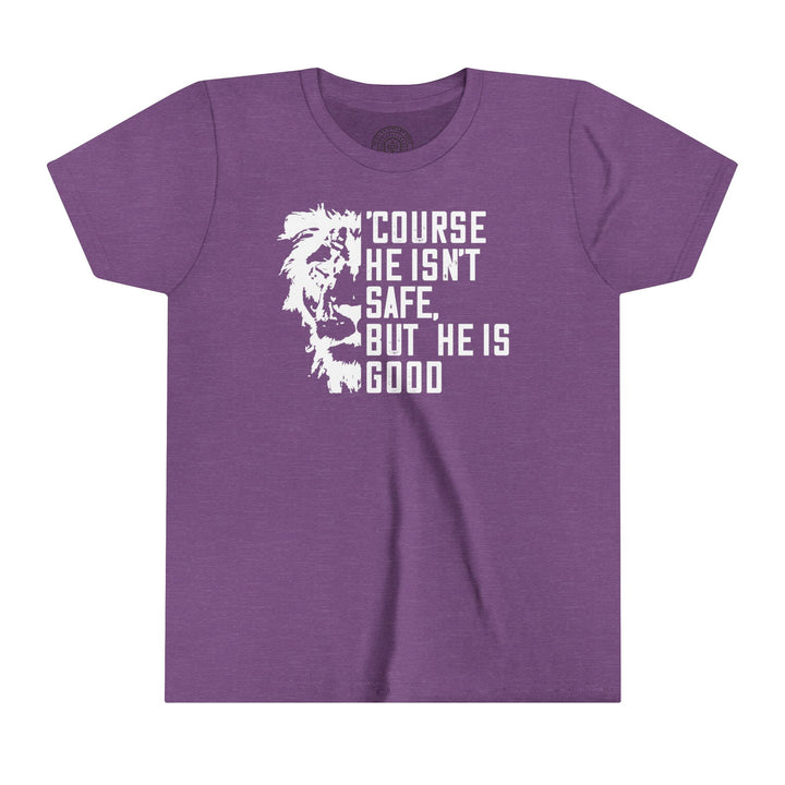 'Course He Isn't Safe Youth T-shirt Kids clothes Heather Team Purple S 