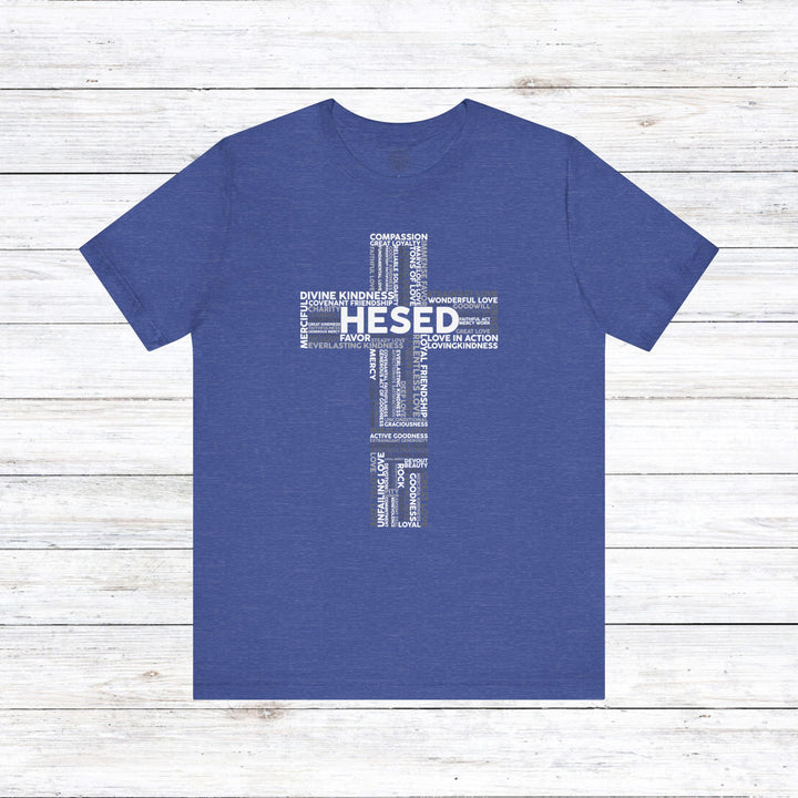 Hesed Cross Cloud Unisex T-Shirt T-Shirt Heather True Royal S 