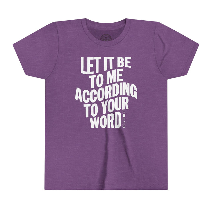 According To Your Word Youth T-shirt Kids clothes Heather Team Purple S 