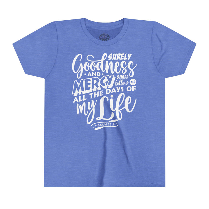 Goodness and Mercy Youth T-shirt Kids clothes Heather Columbia Blue S 