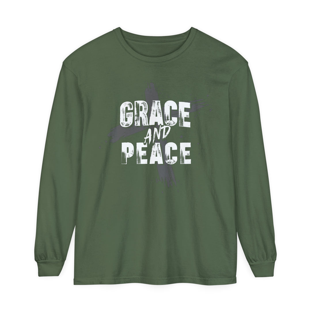 Grace and Peace Cross Long Sleeve Shirt Long-sleeve Hemp S 