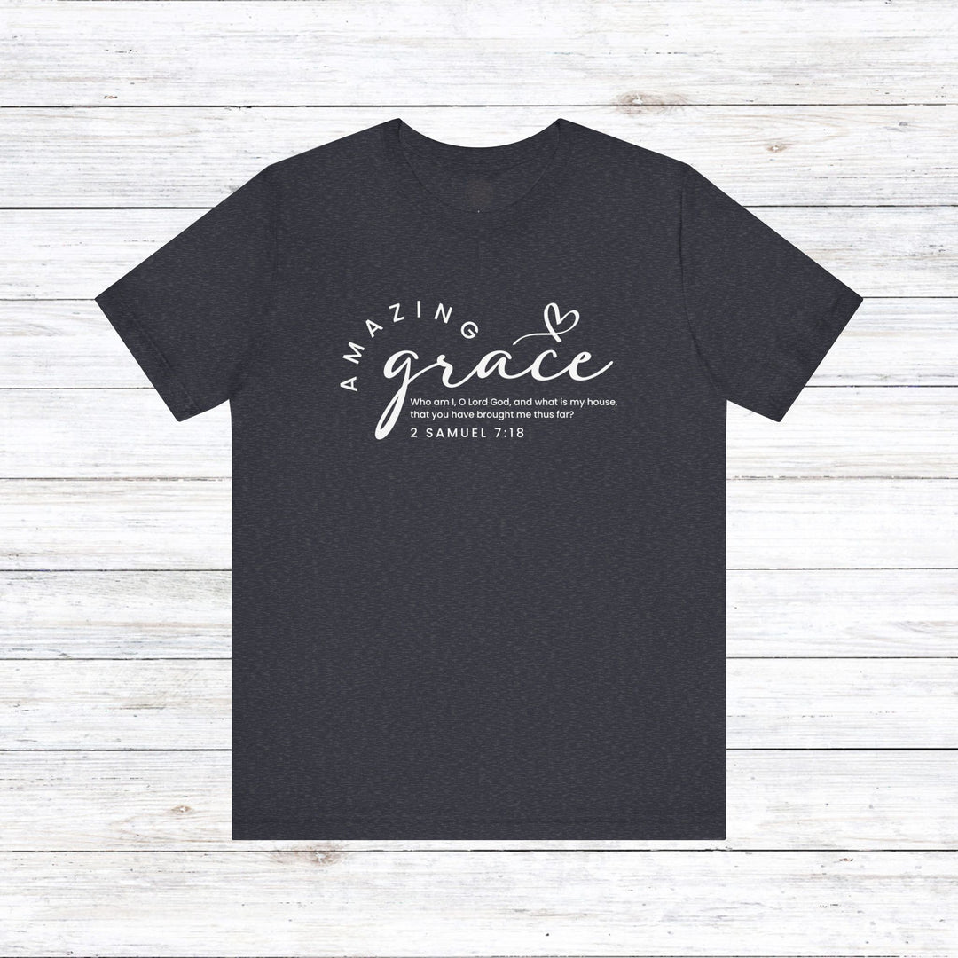 Amazing Grace Heart Unisex T-Shirt T-Shirt Heather Navy S 