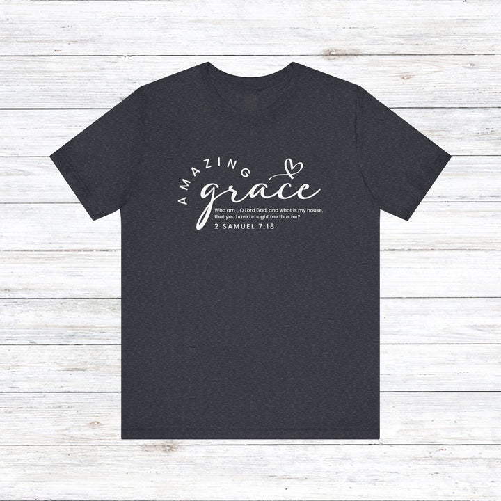 Amazing Grace Heart Unisex T-Shirt T-Shirt Heather Navy S 