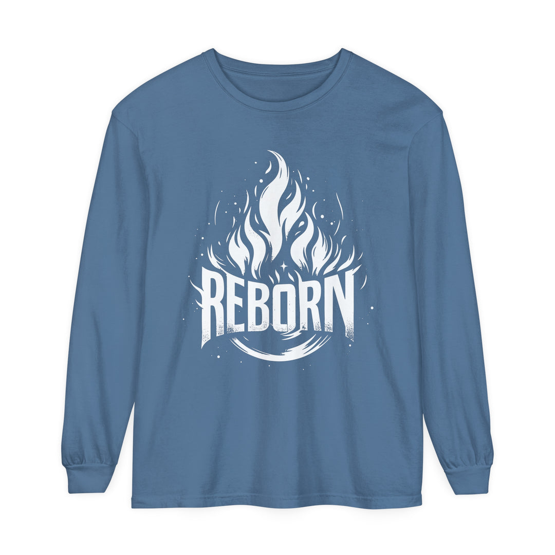 Reborn Long Sleeve Shirt Long-sleeve Blue Jean S 