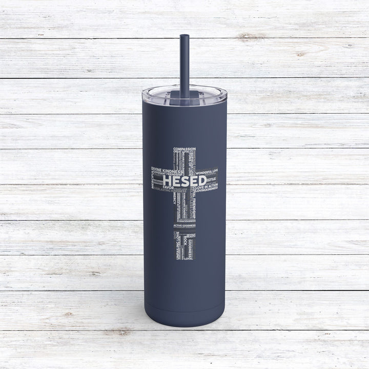 Christian Tumbler Hesed Cross Cloud Mug Indigo 20oz Matte